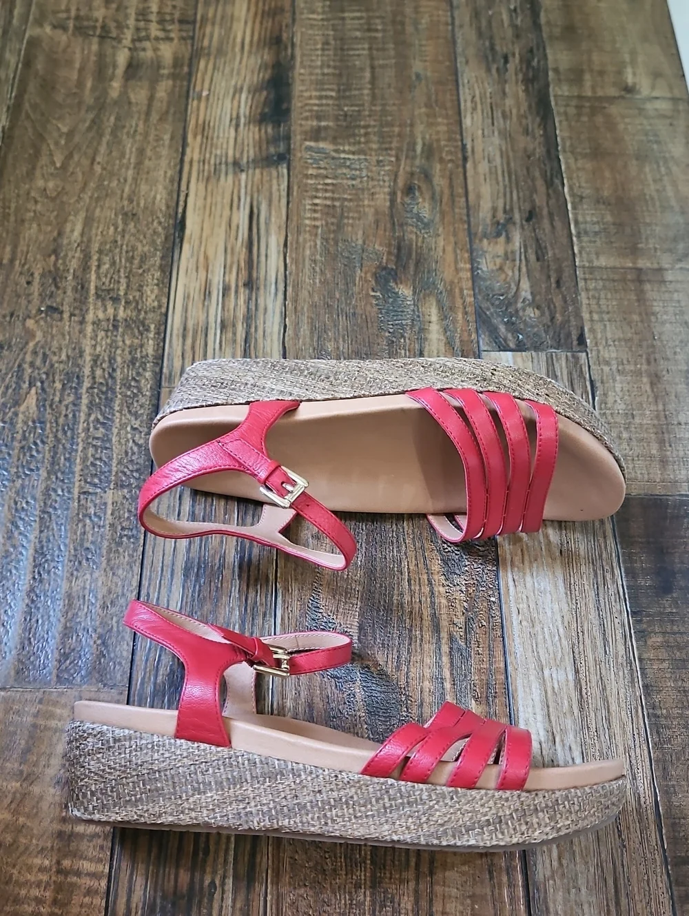Kenneth Cole Reaction Women's Red Strappy Wedge Sandals